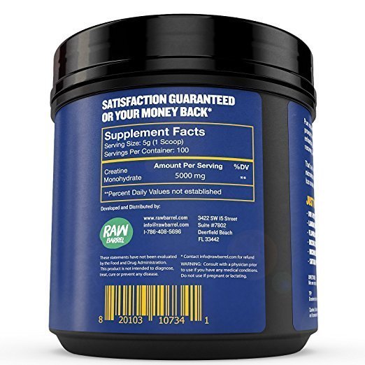 Raw barrel creatine label