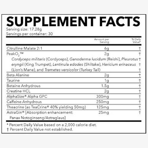 core extreme nutrition rx'd label