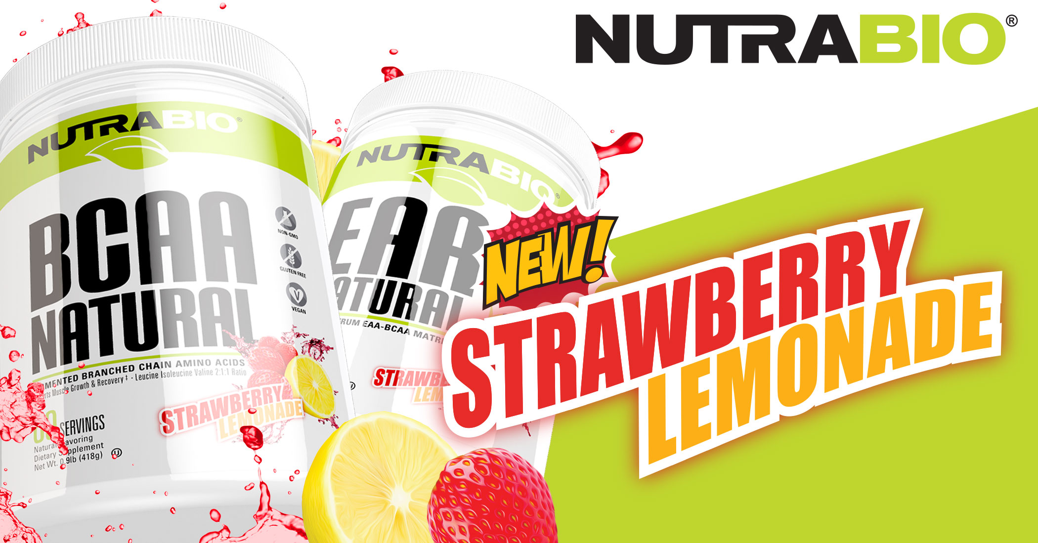 NutraBio BCAA/EAA Natural Strawberry Lemonade