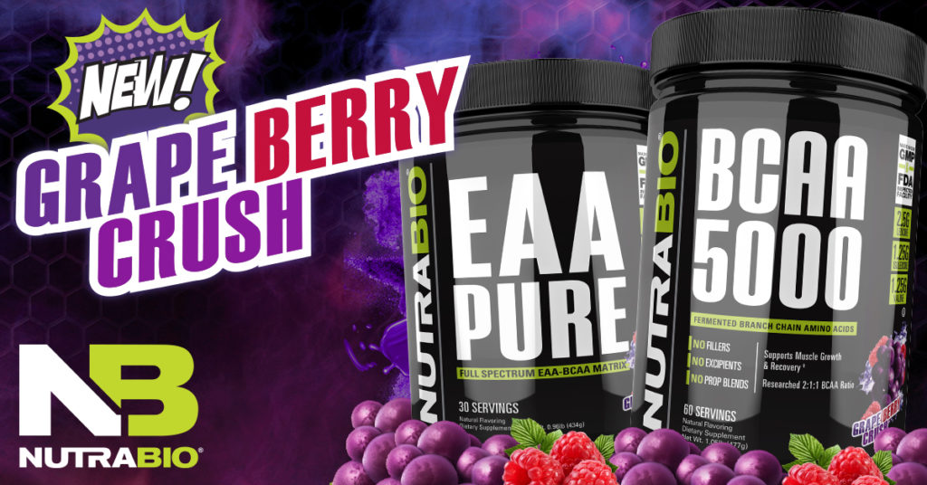 NutraBio Grape Berry Crush Extended to BCAA 5000 and EAA Pure