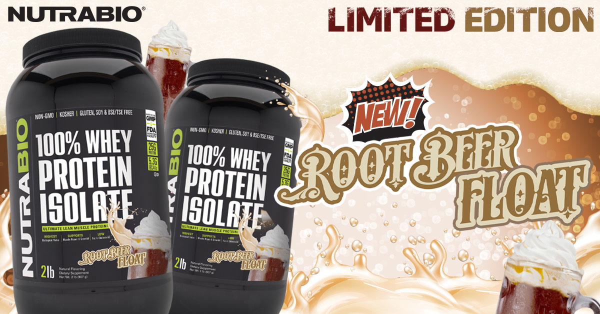 NutraBio Root Beer Float 100% Whey Protein Isolate Now Available