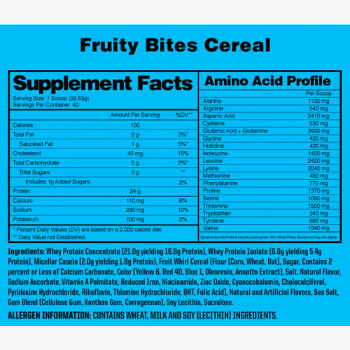NutraOne Protein Creations Fruity Cereal Bites label