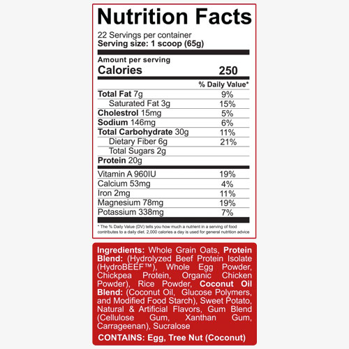 5% Nutrition Real Carbs+Protein Label